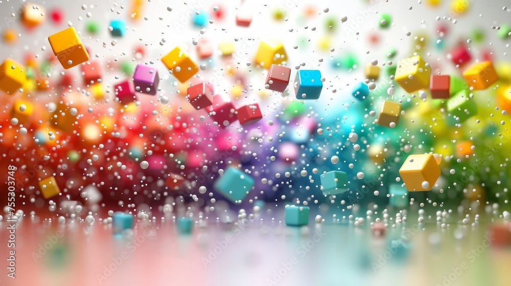colorful 3d shapes floating, on a white background colorful 3d shapes floating, on a white background