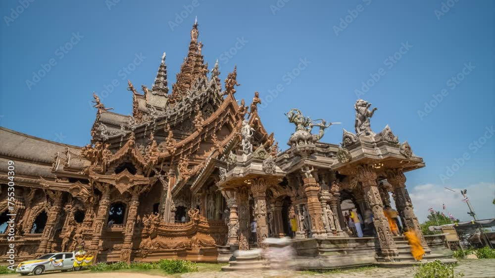 Thailand Pattaya Temple of Truth Sanctuary of Truth Time lapse, hyperlapse, Thailand - 10.01.2024