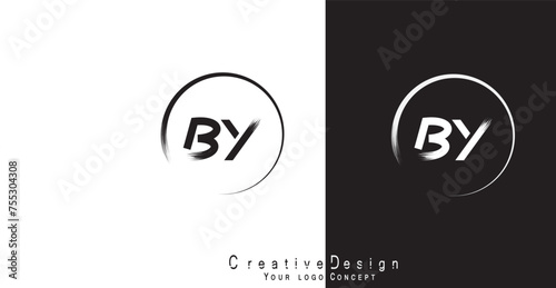BY letter logo design template vector