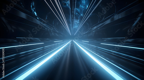 Digital technology blue luminous emission light geometric poster web page PPT background