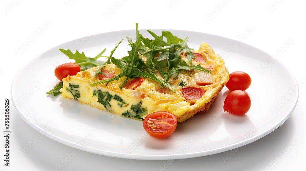 Tantalize your taste buds: Frittata accompanied by tangy tomato salad, showcased against a clean white backdrop.
Tantalize your taste buds: Frittata accompanied by tangy tomato salad, showcased against a clean white backdrop.