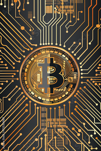 Bitcoin cryptocurrency with a digital background