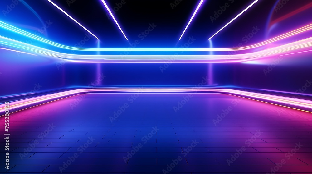 abstract panoramic background with line neon light
