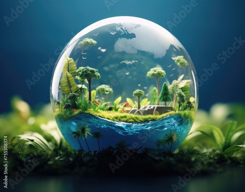 the earth is made out of trees and water on white background