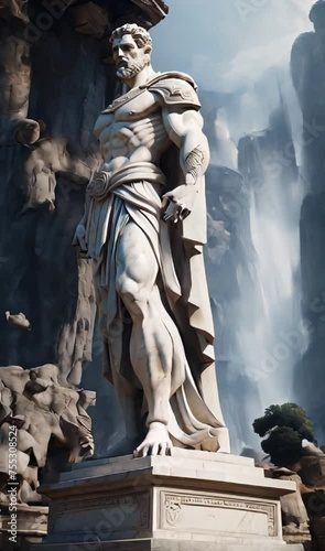 statue of stoic wisdom with muscular body generative AI