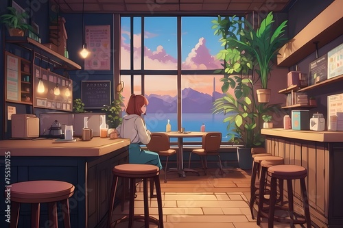 Create cozy vibes with our lo-fi VTuber cafe background, perfect for streaming. Relax and engage your audience in style