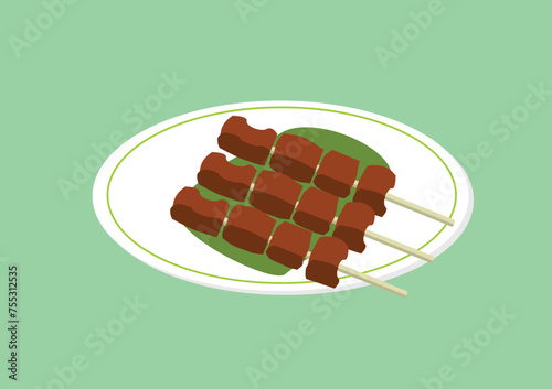 Chicken satay served with peanut sauce