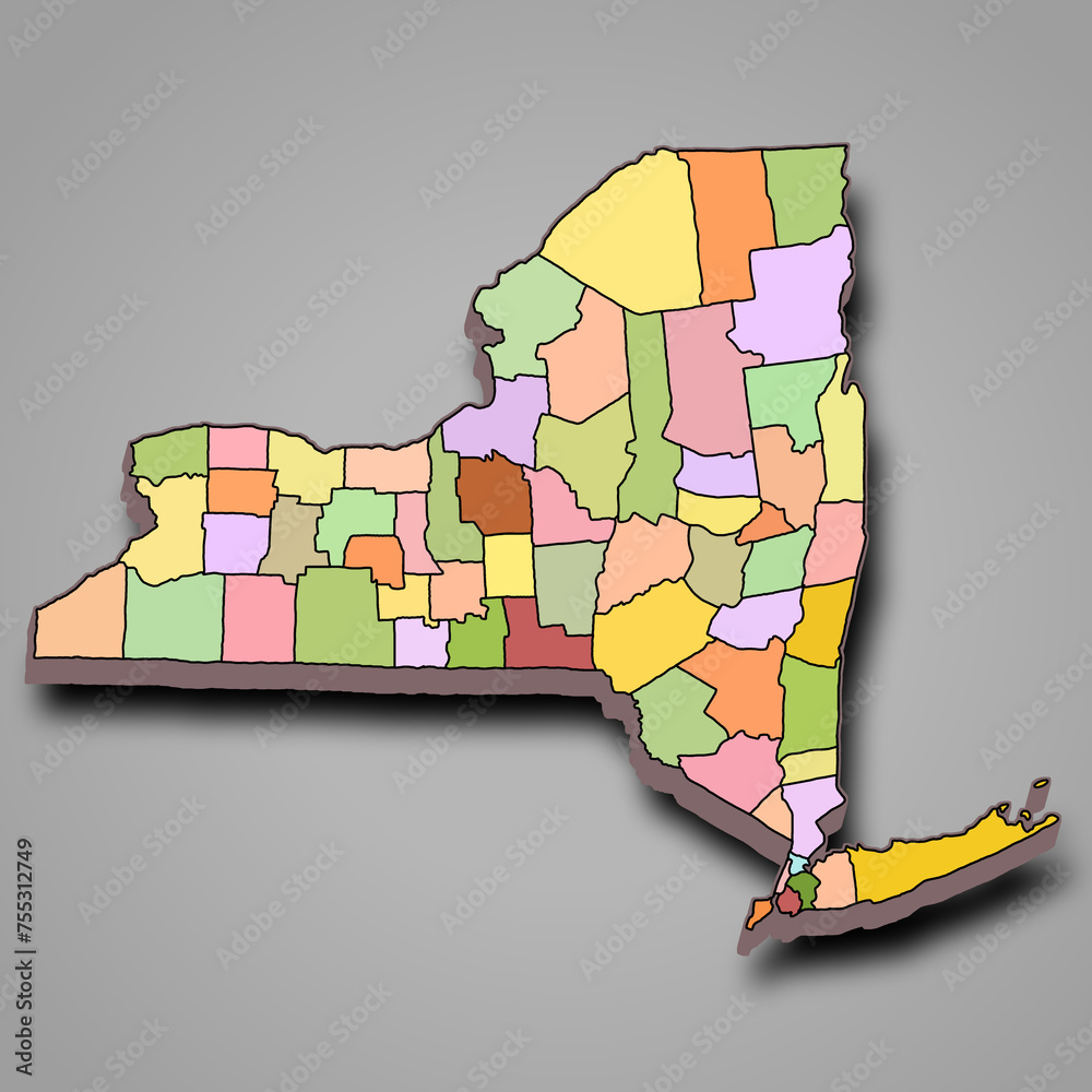 3d rendering coloured map of New - 1000 F 755312749 Och80A0wHtk6eKb7d5BiT1UVn8wDYM5r