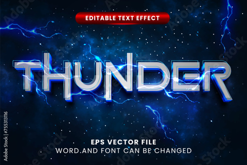 Thunder light 3d editable vector text effect