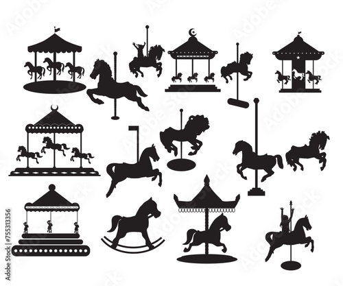 PrintCarousel Horse EPS, Carousel Horse Silhouette, Carousel Horse Cut File, Carousel clipart,