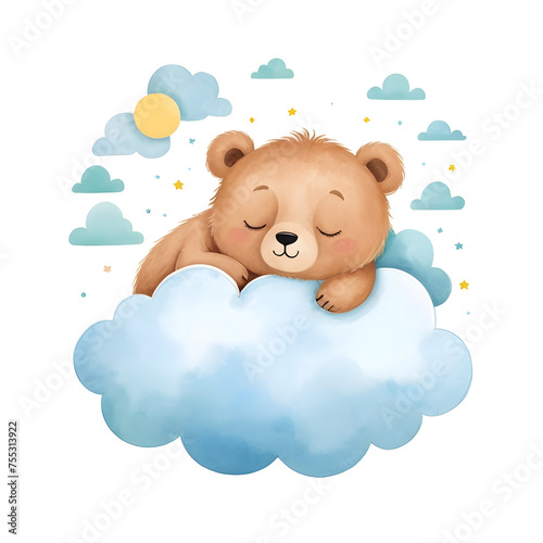 Joyful Bear Sleeping on a Cloud for children books