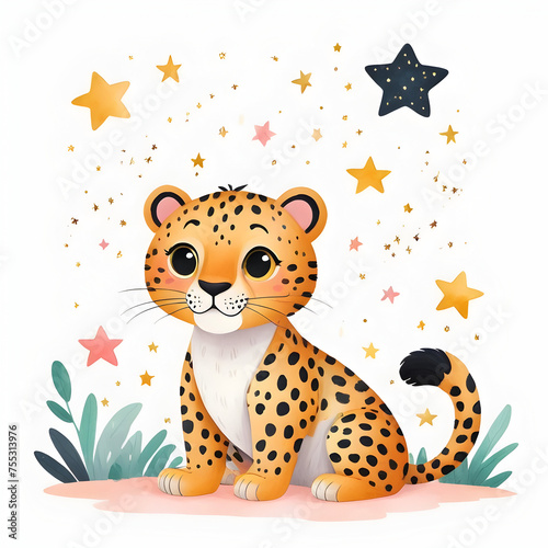 Joyful Leopard Watching stars for toddlers