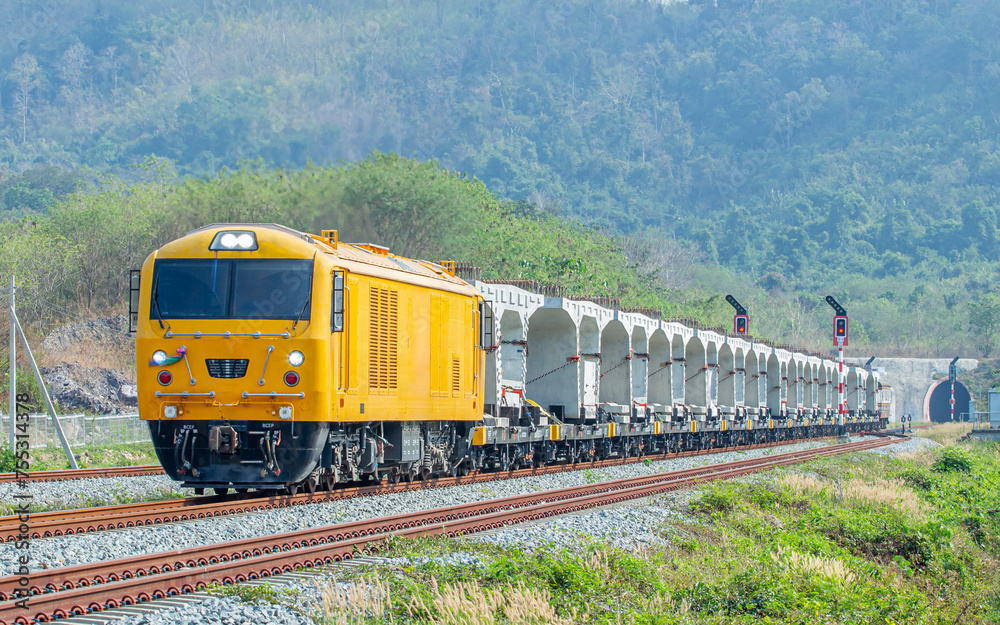 Special freight train 1215 at Saraburi, Thailand Special freight train 1215 at Saraburi, Thailand
