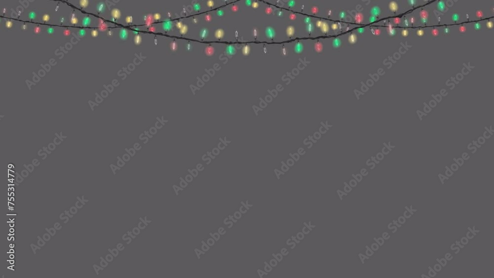 Blinking Christmas light string _Festive top decoration frame_loop animation with an alpha channel