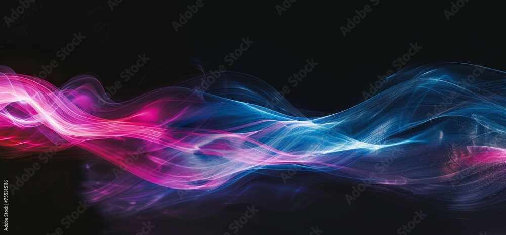 Naklejka premium Abstract Colorful Light Waves on Black