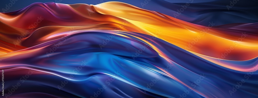 Abstract Colorful Silk Waves - obrazy, fototapety, plakaty 