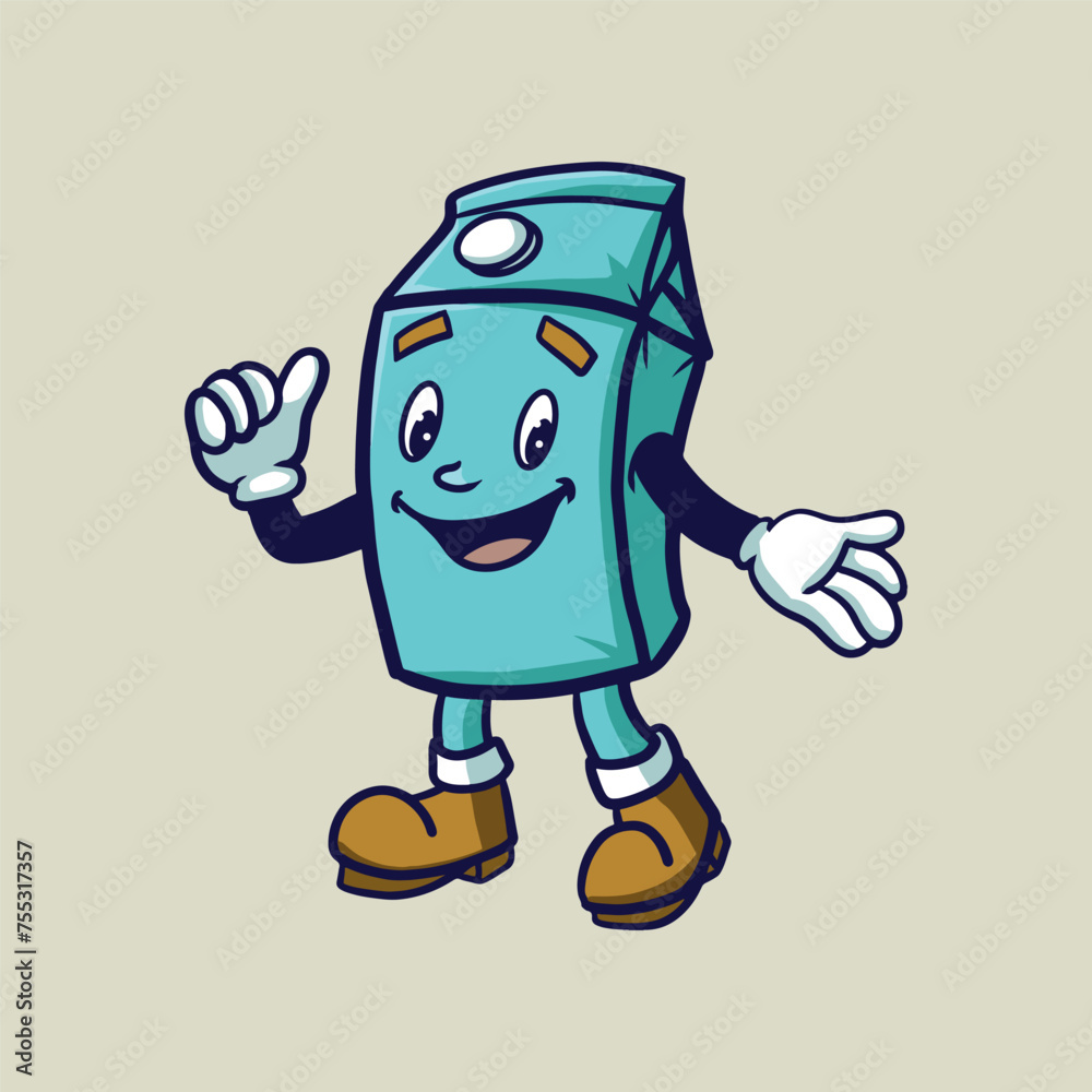 Milkbox mascot thumbs up vector