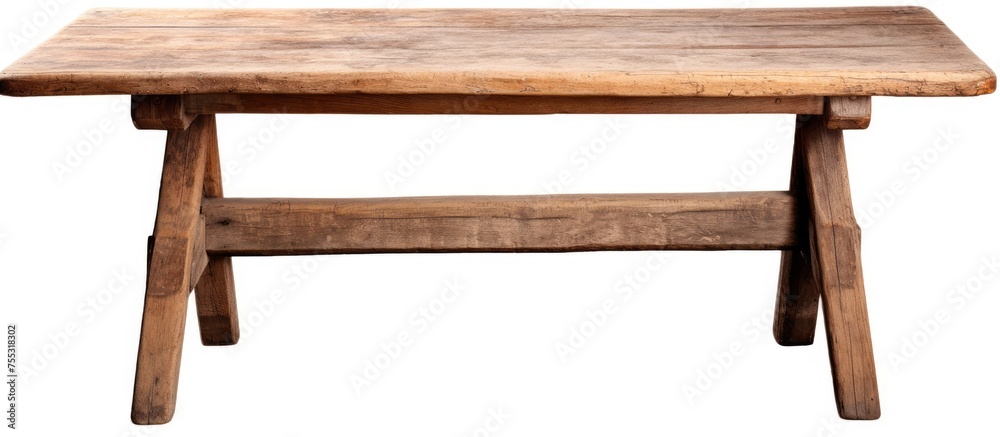 A farmhouse-style wooden table with a shelf underneath, ideal for storing books, decorative items, or kitchen essentials. The table has a rustic and sturdy appearance, perfect for adding a touch of