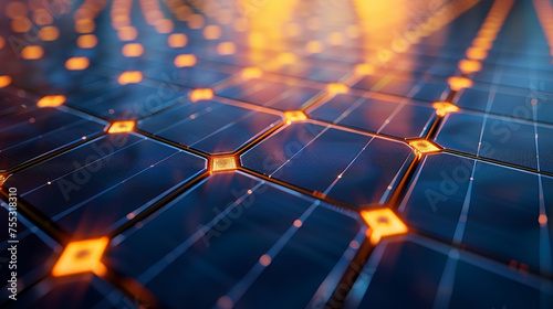 Close-up of cells of a photovoltaic system