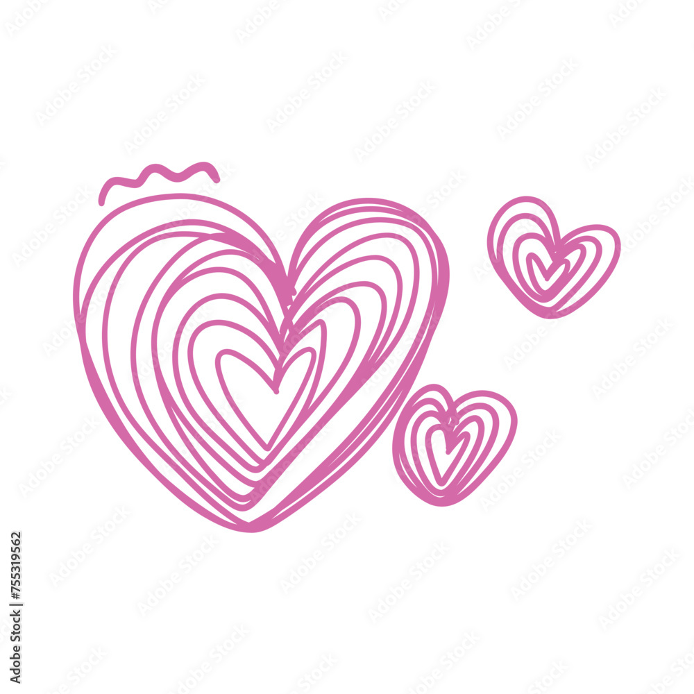 Doodle pink love symbol. heart from the lines Doodle pink love symbol. heart from the lines