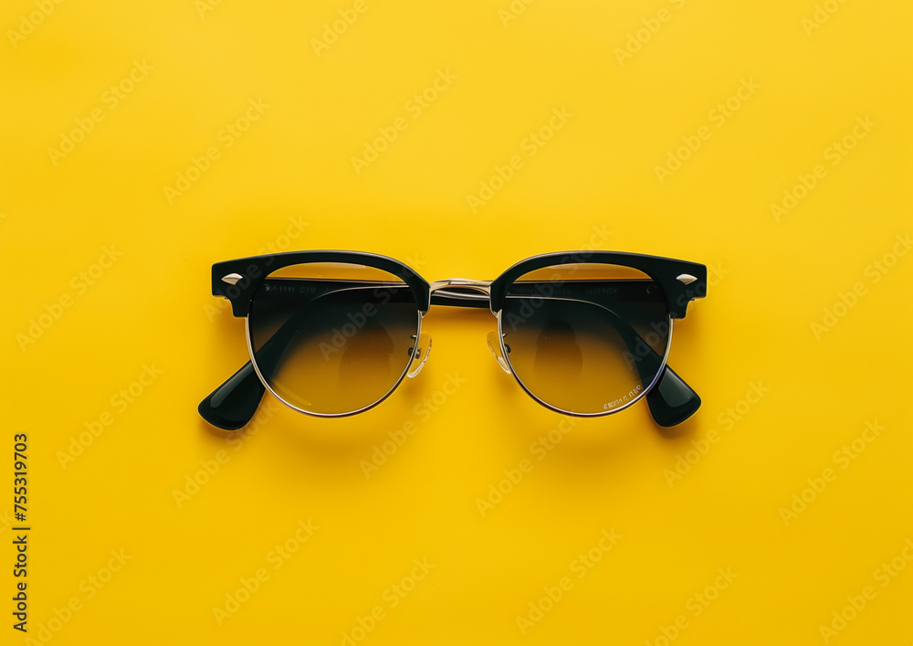 Sunglasses on the yellow isolated background. Sunglasses on the yellow isolated background.