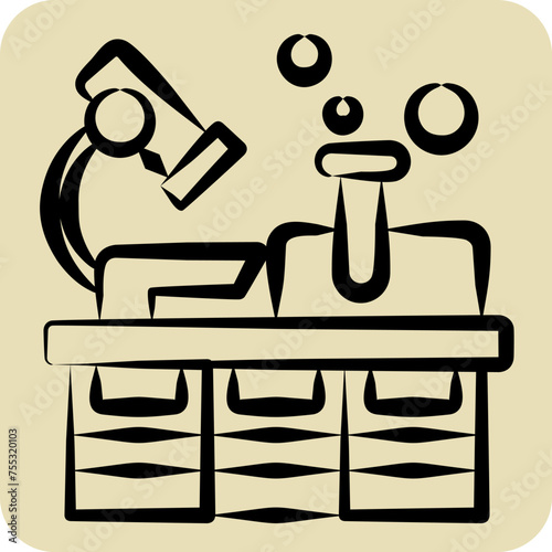 Icon Laboratory. related to Nuclear symbol. hand drawn style. simple design editable. simple illustration