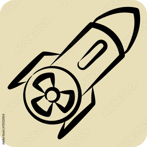 Icon Nuclear Label. related to Nuclear symbol. hand drawn style. simple design editable. simple illustration