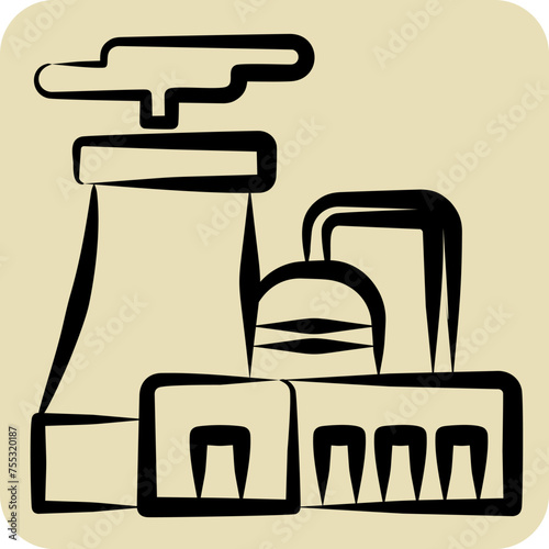 Icon Nuclear Plant. related to Nuclear symbol. hand drawn style. simple design editable. simple illustration