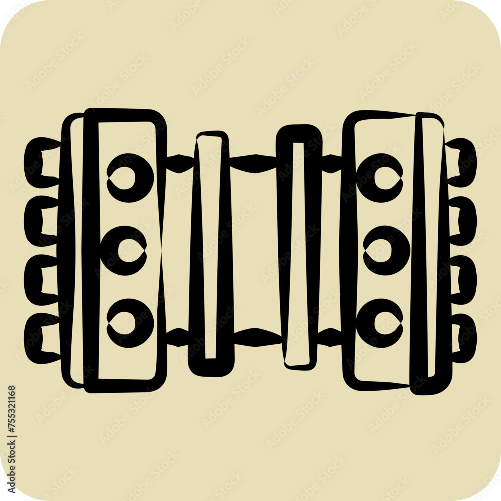 Icon Bandoneon. related to Argentina symbol. hand drawn style. simple design editable. simple illustration