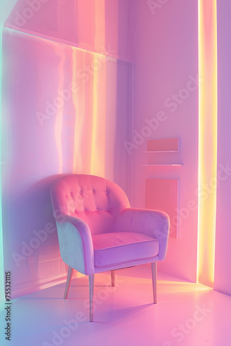 Colorful interior design in pastel color style