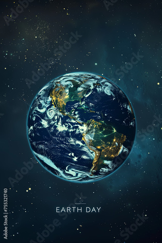 Fototapeta Naklejka Na Ścianę i Meble -  Earth Day text with planet earth