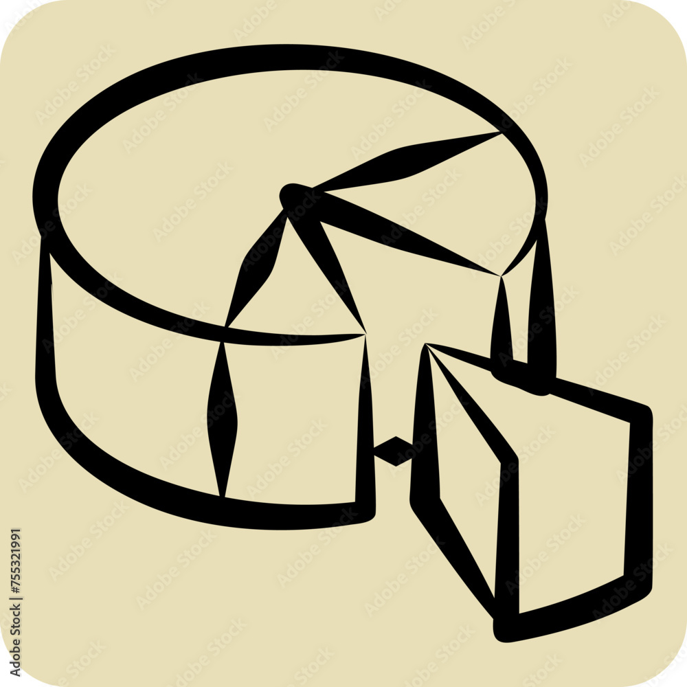 Icon Pie Chart. related to 3D Visualization symbol. hand drawn style. simple design editable. simple illustration Icon Pie Chart. related to 3D Visualization symbol. hand drawn style. simple design editable. simple illustration