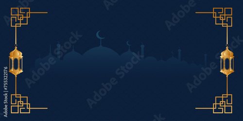 Ramadan Kareem moon mosque Arabic calligraphy, template for banner, invitation, poster, card for the celebration of Muslim community festival 