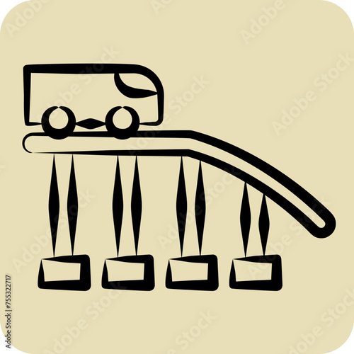 Icon Roller Coaster. related to Amusement Park symbol. hand drawn style. simple design editable. simple illustration