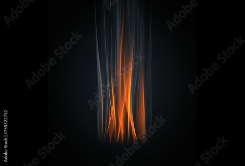 Generative AI image of a close up of a fire showing flames on a black background
