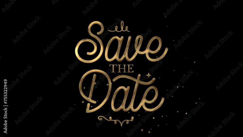 Gold Color Save The Date Text Animation