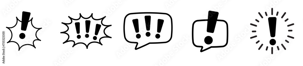 exclamation mark icon with bubble chat, shocked cute effect exclamation mark icon with bubble chat, shocked cute effect