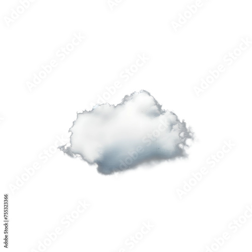 Fluffy White Cloud Rendering, Isolated on Transparent Background, Generative AI