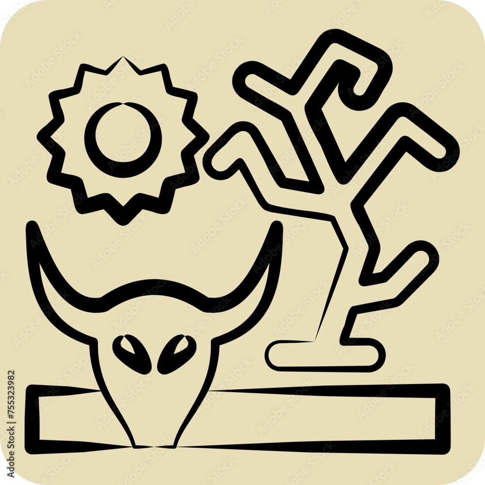 Icon Drought. related to Climate Change symbol. hand drawn style. simple design editable. simple illustration Icon Drought. related to Climate Change symbol. hand drawn style. simple design editable. simple illustration