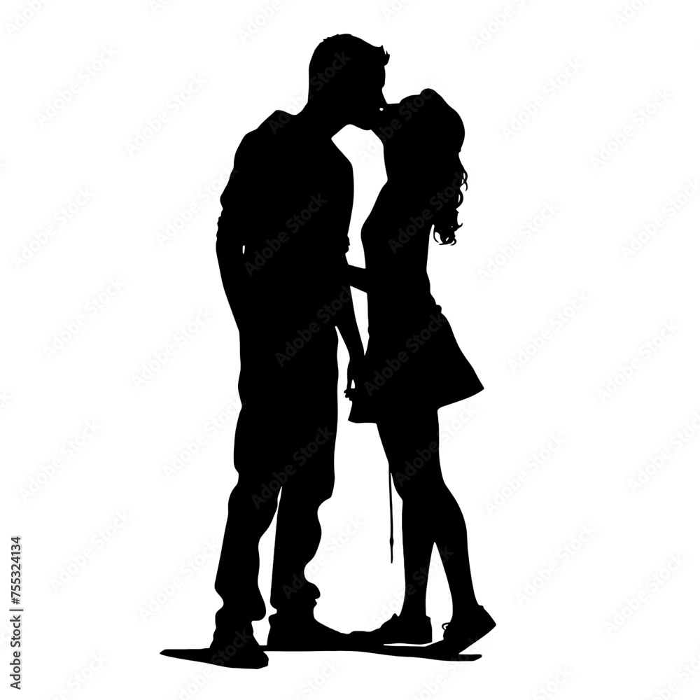 Couple silhouette isolated on white background 