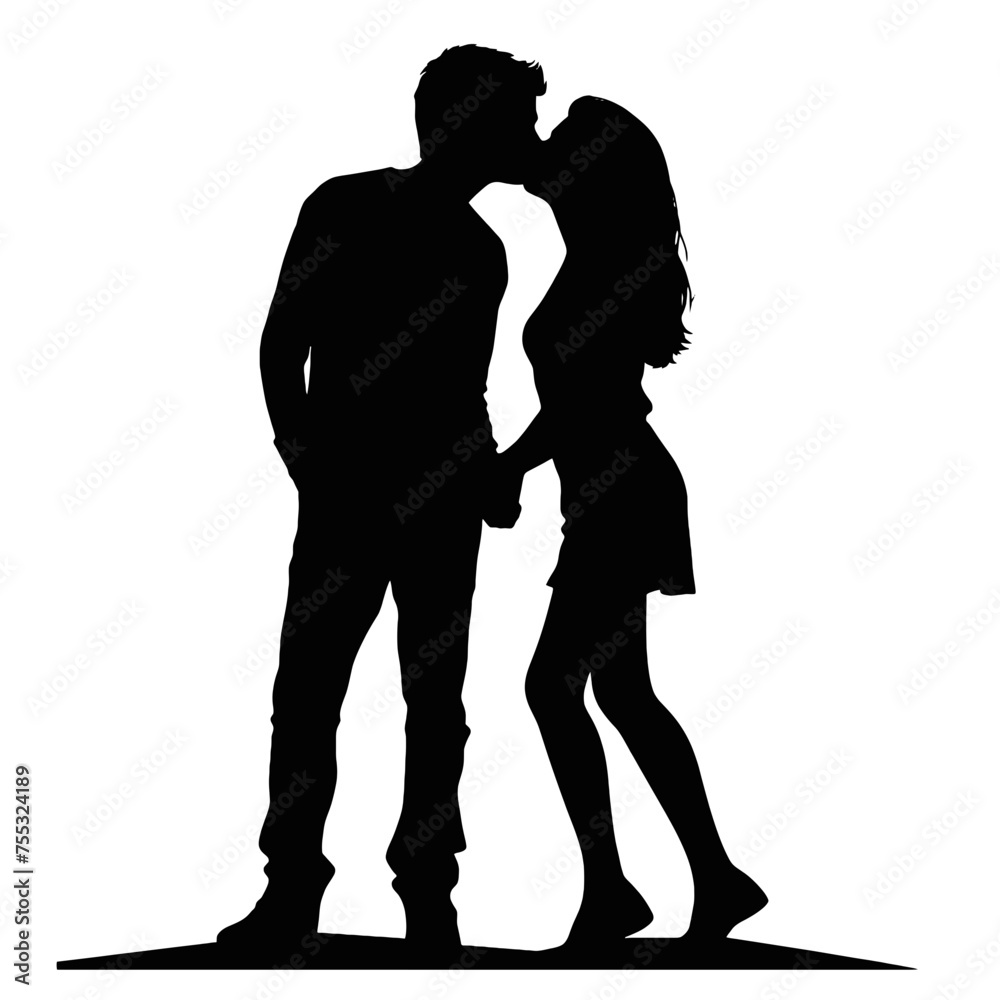 Couple silhouette isolated on white background 