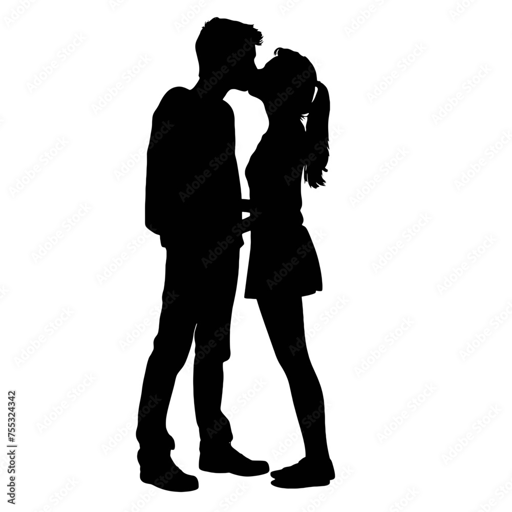 Couple silhouette isolated on white background 