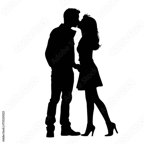 Couple silhouette isolated on white background 