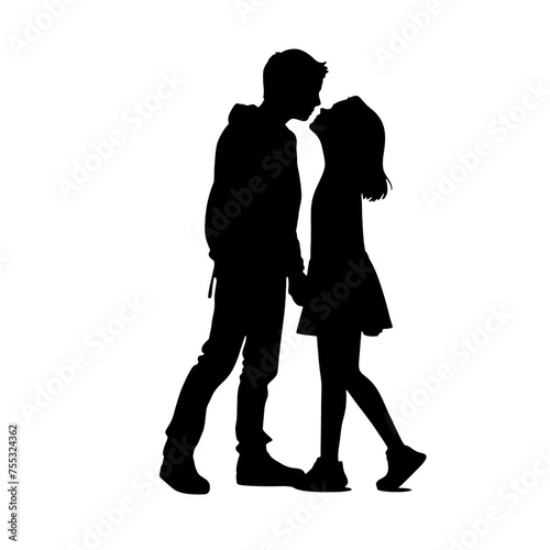 Couple silhouette isolated on white background 