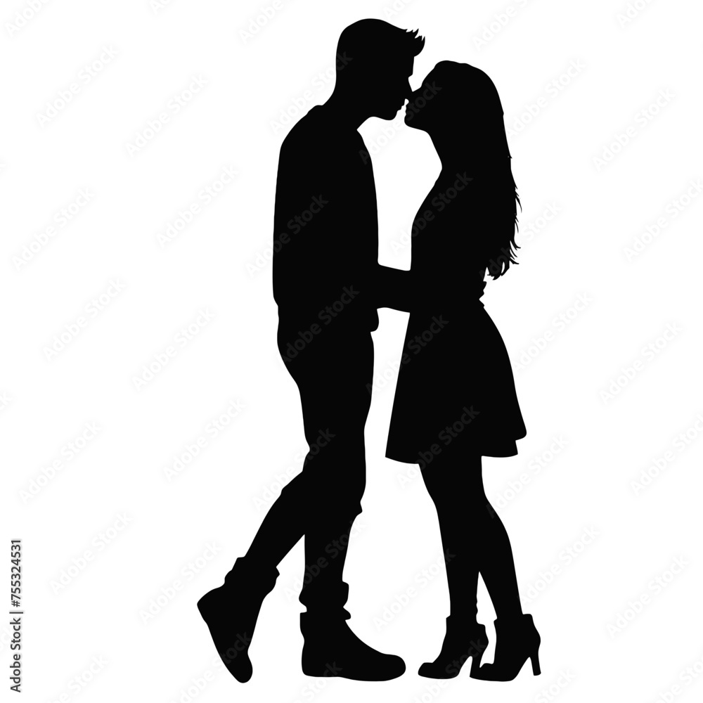 Couple loving people silhouette Couple loving people silhouette