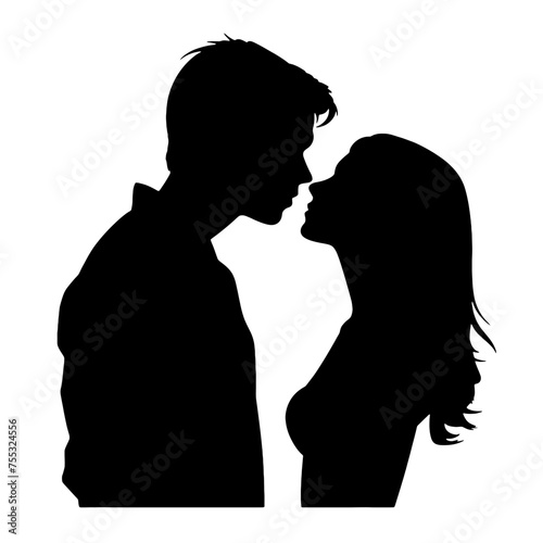 Couple loving people silhouette 