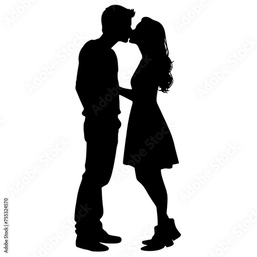 Couple loving people silhouette 