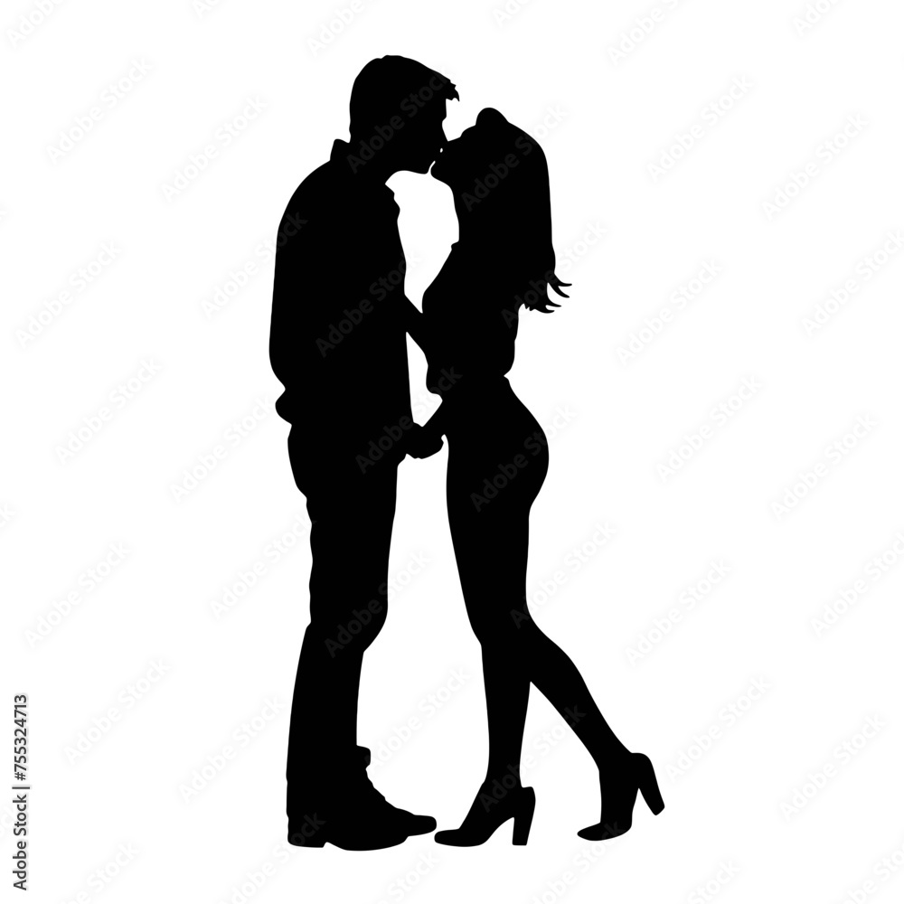 Couple loving people silhouette   