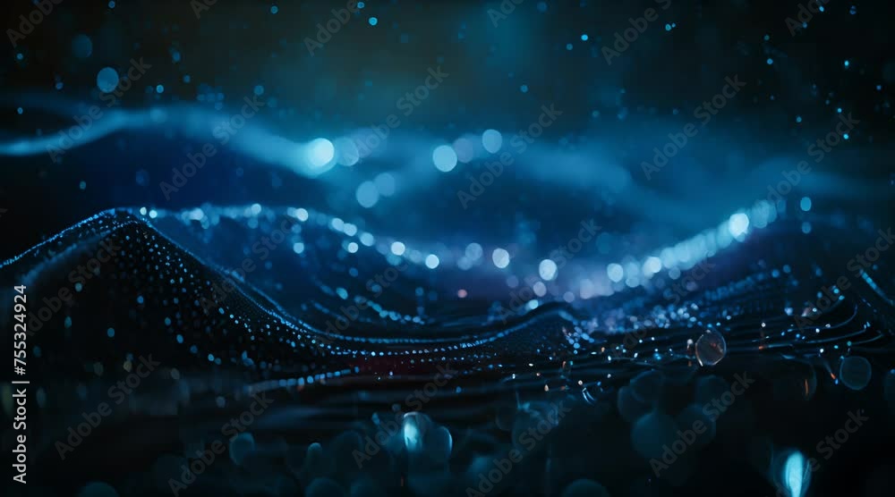 Tech waves, abstract lines and dots with a tech theme in vibrant blue ...
