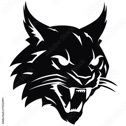 Bobcat silhouette face logo on white background